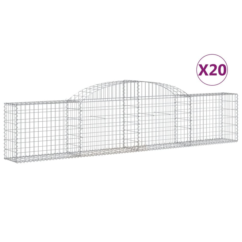 vidaXL 20 db íves horganyzott vas gabion kosár 300x30x60/80 cm
