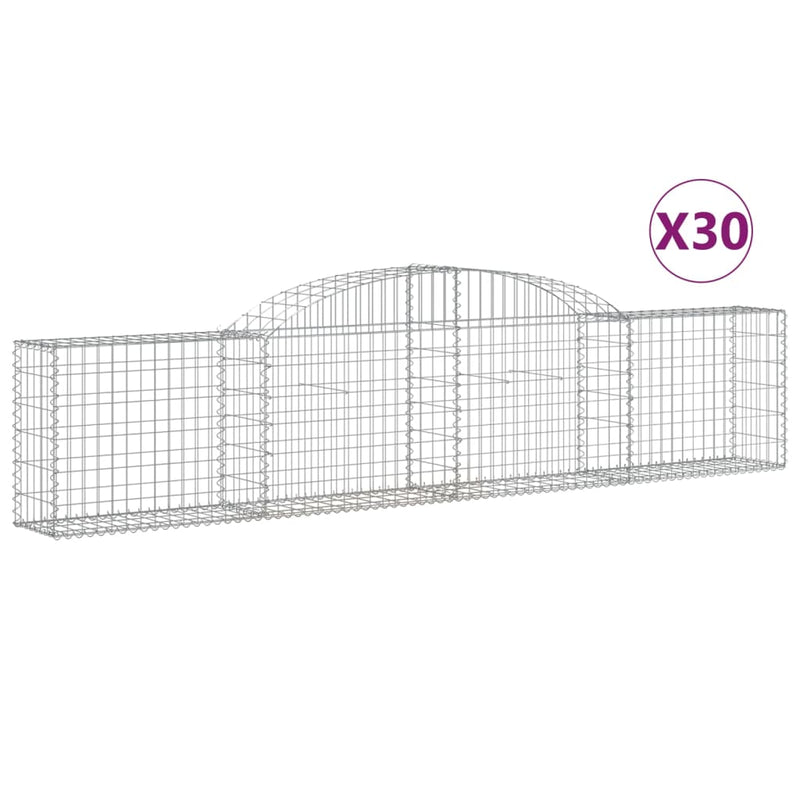 vidaXL 30 db íves horganyzott vas gabion kosár 300x30x60/80 cm