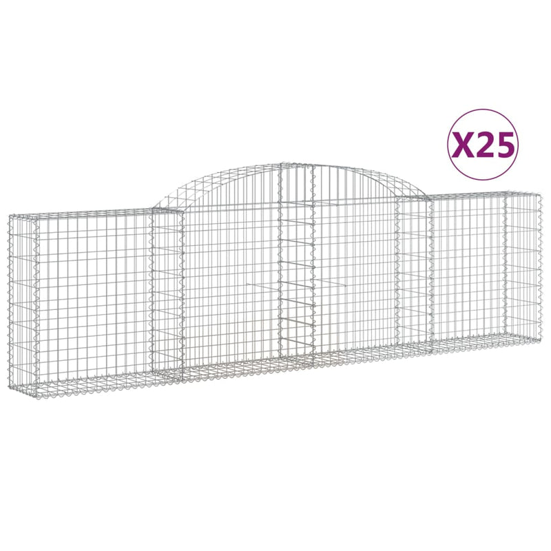 vidaXL 25 db íves horganyzott vas gabion kosár 300x30x80/100 cm
