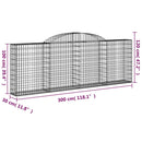 vidaXL 9 db íves horganyzott vas gabion kosár 300 x 30 x 100/120 cm