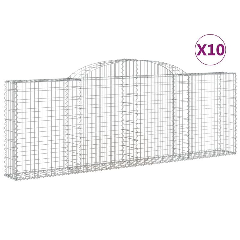 vidaXL 10 db íves horganyzott vas gabion kosár 300 x 30 x 100/120 cm