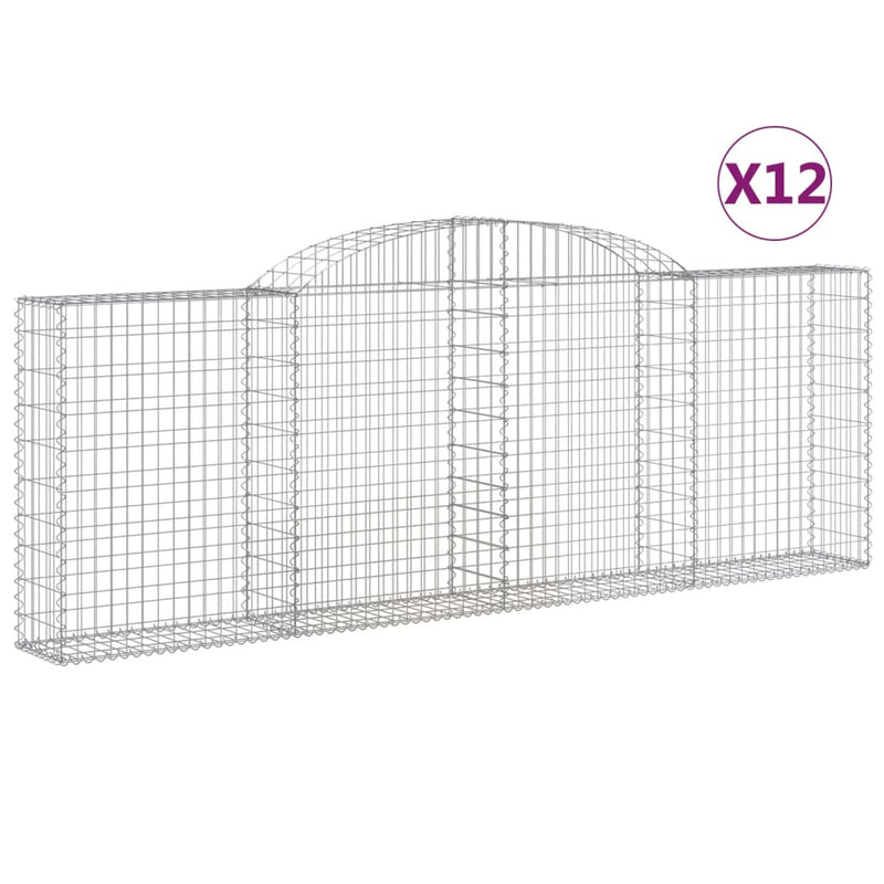 vidaXL 12 db íves horganyzott vas gabion kosár 300 x 30 x 100/120 cm
