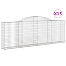 vidaXL 15 db íves horganyzott vas gabion kosár 300 x 30 x 100/120 cm
