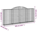 vidaXL 7 db íves horganyzott vas gabion kosár 300x30x120/140 cm