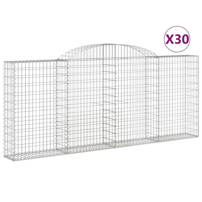 vidaXL 30 db íves horganyzott vas gabion kosár 300x30x120/140 cm