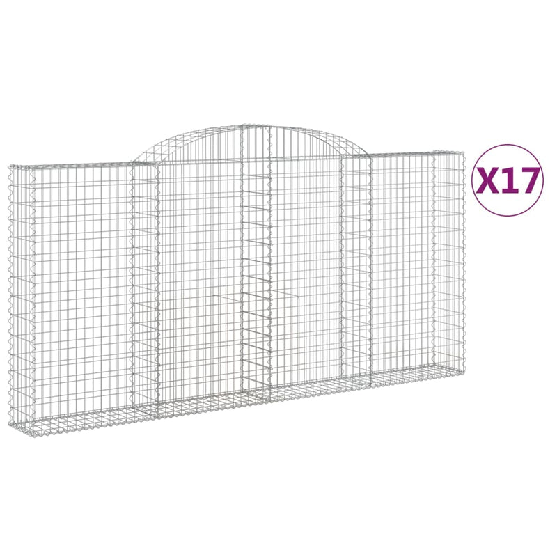 vidaXL 17 db íves horganyzott vas gabion kosár 300x30x140/160 cm