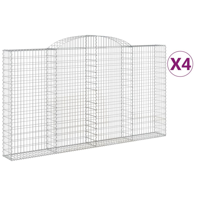 vidaXL 4 db íves horganyzott vas gabion kosár 300x30x160/180 cm