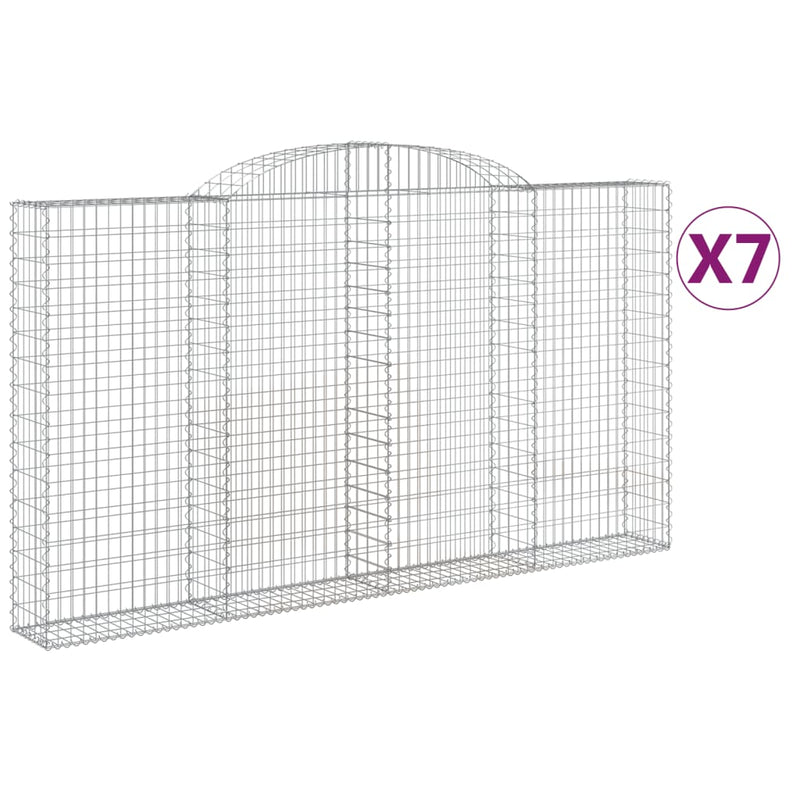 vidaXL 7 db íves horganyzott vas gabion kosár 300x30x160/180 cm