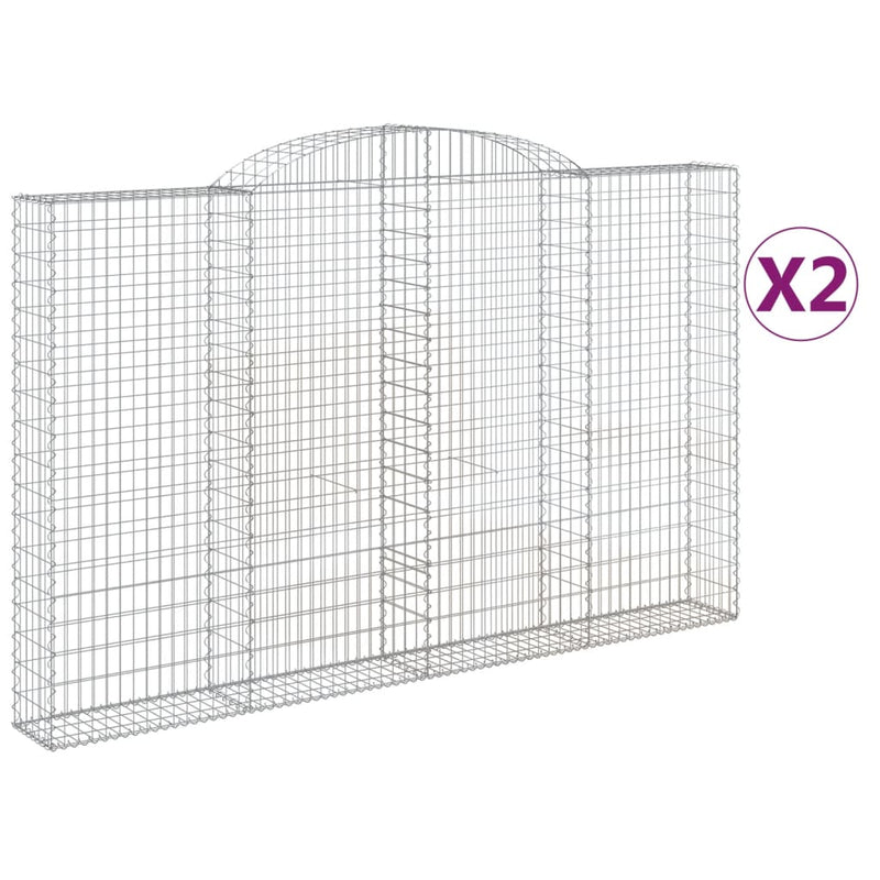 vidaXL 2 db íves horganyzott vas gabion kosár 300x30x180/200 cm