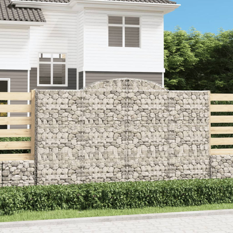 vidaXL 2 db íves horganyzott vas gabion kosár 300x30x180/200 cm