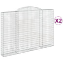 vidaXL 2 db íves horganyzott vas gabion kosár 300 x 30 x 200/220 cm