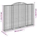vidaXL 3 db íves horganyzott vas gabion kosár 300 x 30 x 200/220 cm