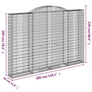 vidaXL 5 db íves horganyzott vas gabion kosár 300x30x200/220 cm