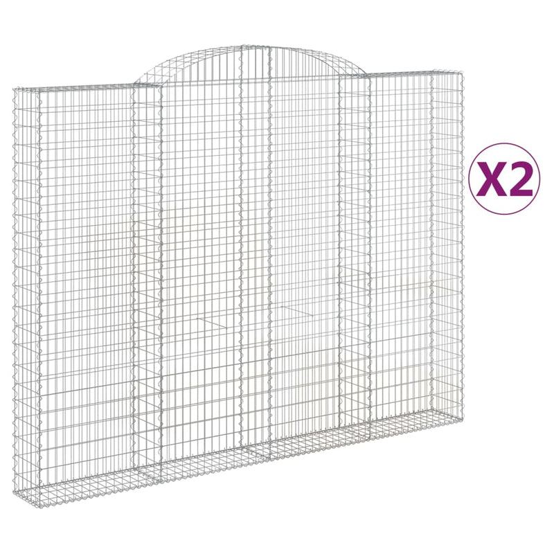 vidaXL 2 db íves horganyzott vas gabion kosár 300x30x220/240 cm