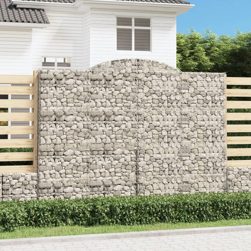 vidaXL 2 db íves horganyzott vas gabion kosár 300x30x220/240 cm