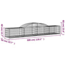 vidaXL 3 db íves horganyzott vas gabion kosár 300x50x40/60 cm