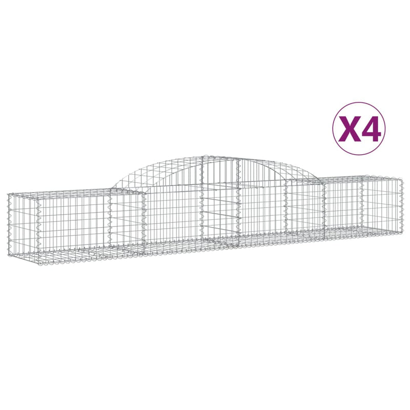 vidaXL 4 db íves horganyzott vas gabion kosár 300x50x40/60 cm