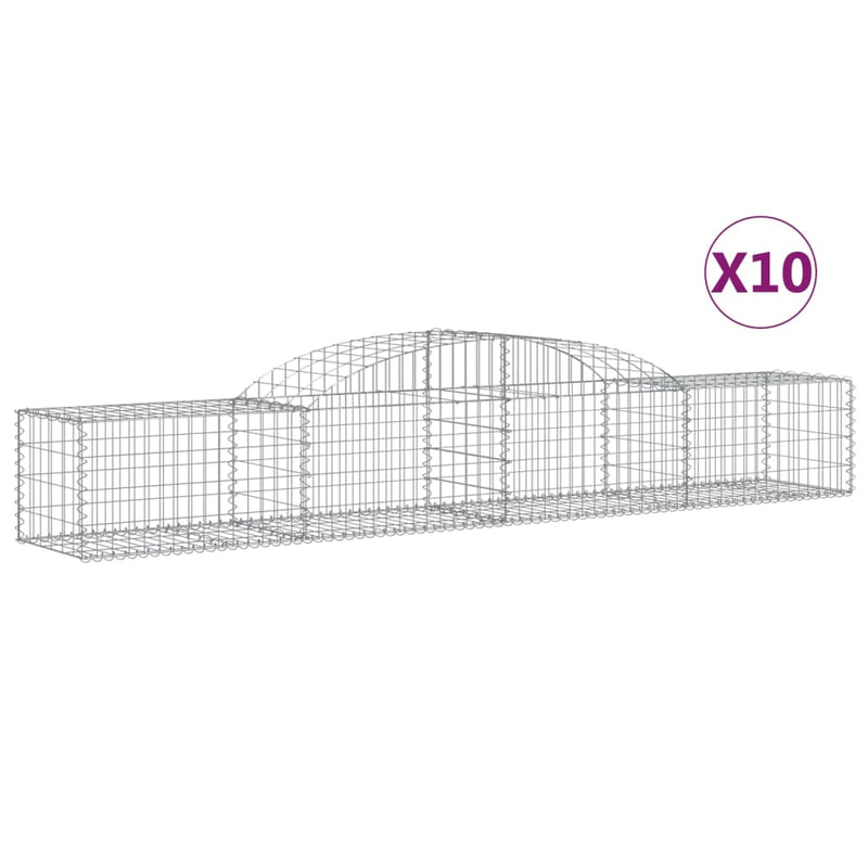 vidaXL 10 db íves horganyzott vas gabion kosár 300x50x40/60 cm