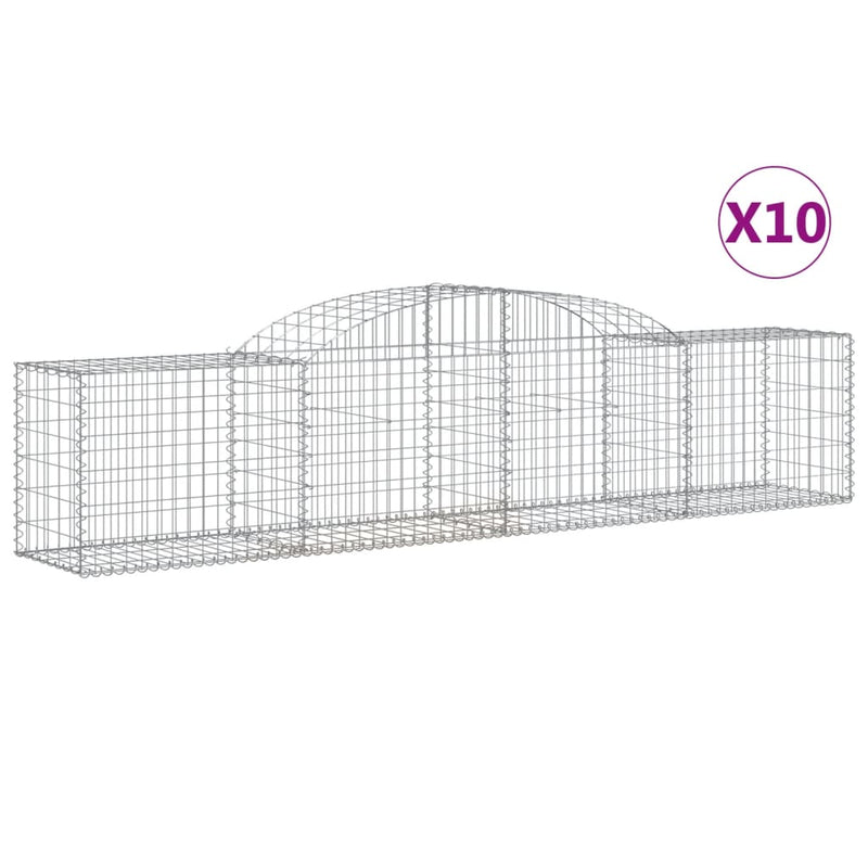 vidaXL 10 db íves horganyzott vas gabion kosár 300x50x60/80 cm