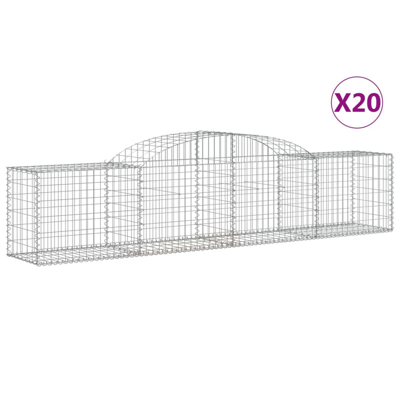 vidaXL 20 db íves horganyzott vas gabion kosár 300x50x60/80 cm