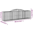vidaXL 10 db íves horganyzott vas gabion kosár 300x50x80/100 cm