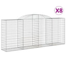 vidaXL 8 db íves horganyzott vas gabion kosár 300x50x120/140 cm
