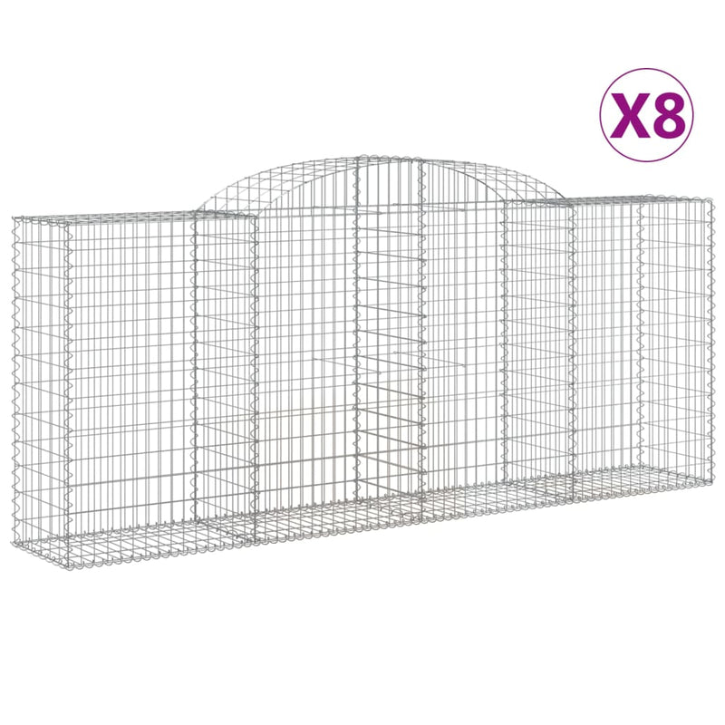 vidaXL 8 db íves horganyzott vas gabion kosár 300x50x120/140 cm