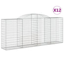 vidaXL 12 db íves horganyzott vas gabion kosár 300x50x120/140 cm