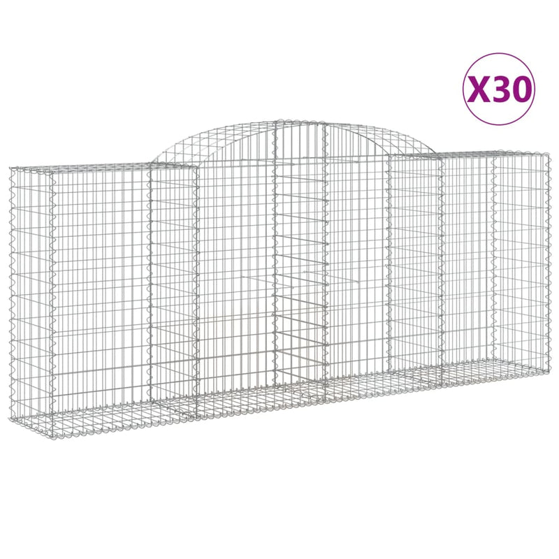 vidaXL 30 db íves horganyzott vas gabion kosár 300x50x120/140 cm