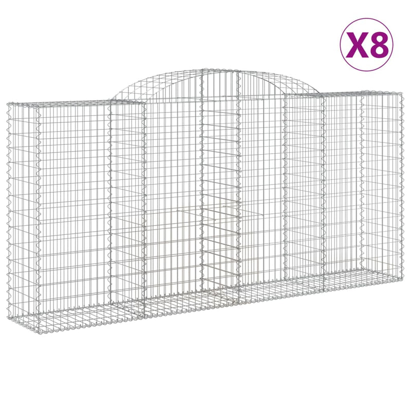 vidaXL 8 db íves horganyzott vas gabion kosár 300x50x140/160 cm