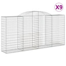 vidaXL 9 db íves horganyzott vas gabion kosár 300x50x140/160 cm