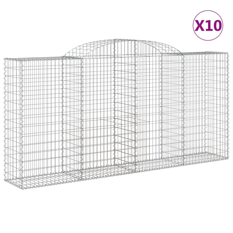 vidaXL 10 db íves horganyzott vas gabion kosár 300x50x140/160 cm