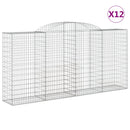 vidaXL 12 db íves horganyzott vas gabion kosár 300x50x140/160 cm