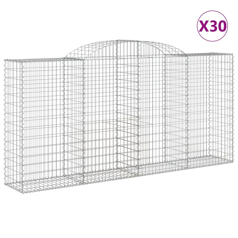 vidaXL 30 db íves horganyzott vas gabion kosár 300x50x140/160 cm