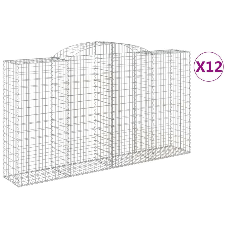 vidaXL 12 db íves horganyzott vas gabion kosár 300x50x160/180 cm