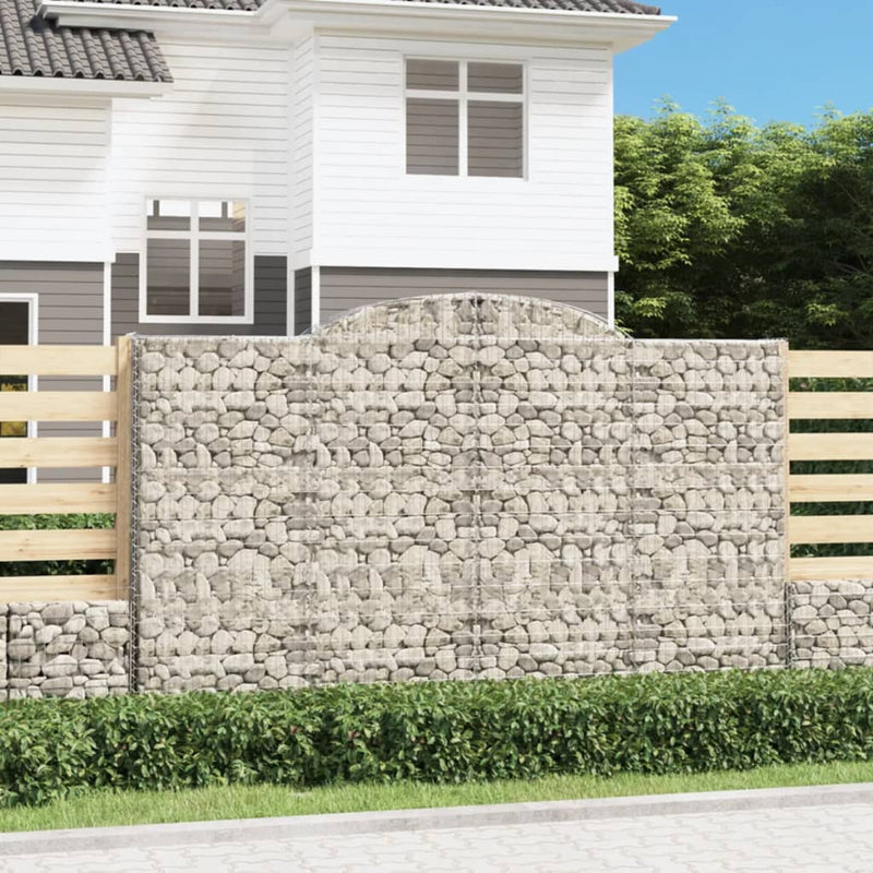 vidaXL 2 db íves horganyzott vas gabion kosár 300x50x180/200 cm