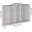 vidaXL 3 db íves horganyzott vas gabion kosár 300x50x180/200 cm