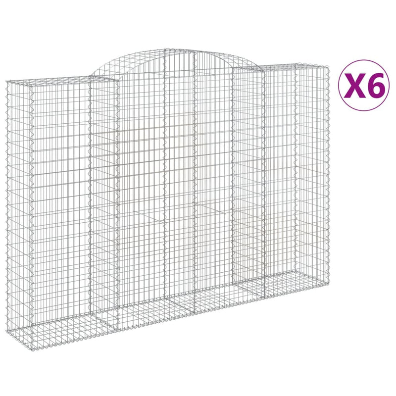 vidaXL 6 db íves horganyzott vas gabion kosár 300x50x200/220 cm