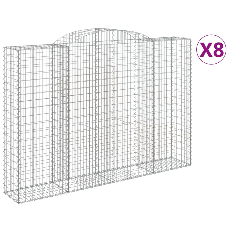 vidaXL 8 db íves horganyzott vas gabion kosár 300x50x200/220 cm