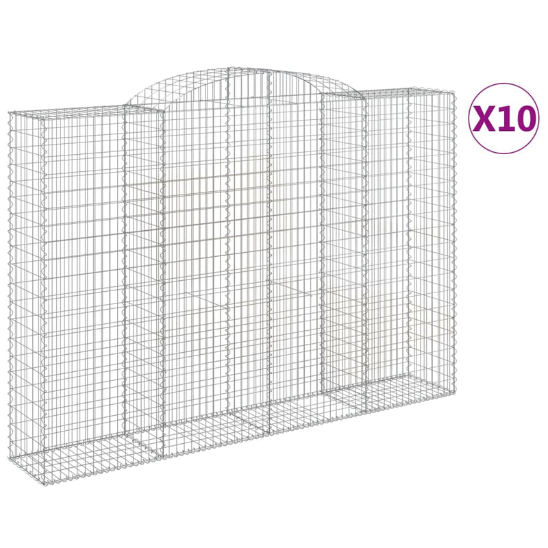 vidaXL 10 db íves horganyzott vas gabion kosár 300x50x200/220 cm