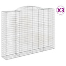 vidaXL 3 db íves horganyzott vas gabion kosár 300x50x220/240 cm