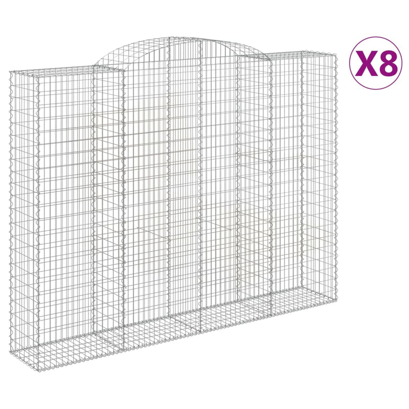 vidaXL 8 db íves horganyzott vas gabion kosár 300x50x220/240 cm