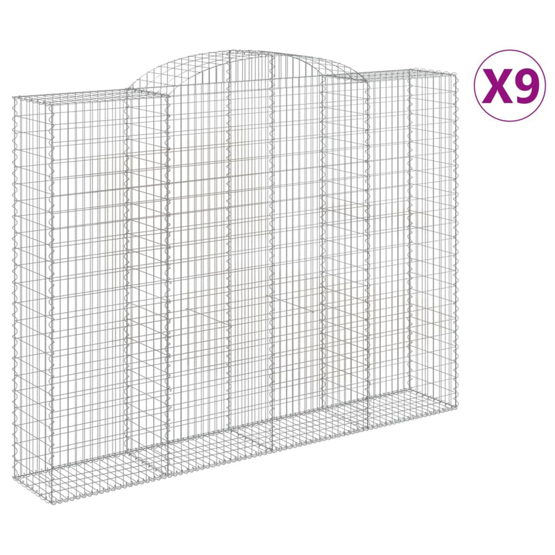 vidaXL 9 db íves horganyzott vas gabion kosár 300x50x220/240 cm