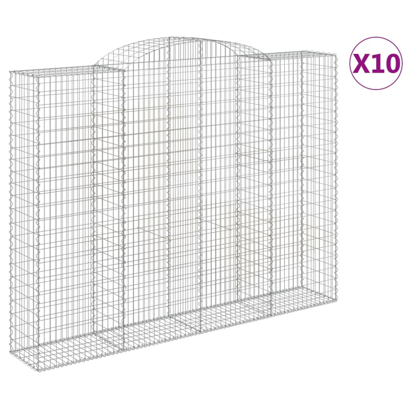 vidaXL 10 db íves horganyzott vas gabion kosár 300x50x220/240 cm