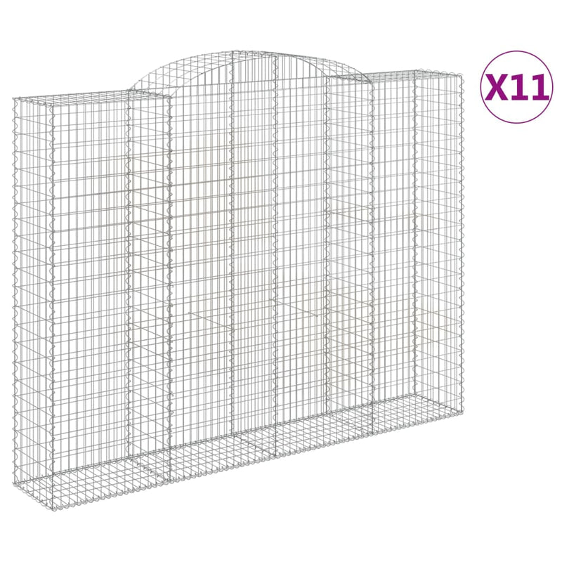 vidaXL 11 db íves horganyzott vas gabion kosár 300x50x220/240 cm