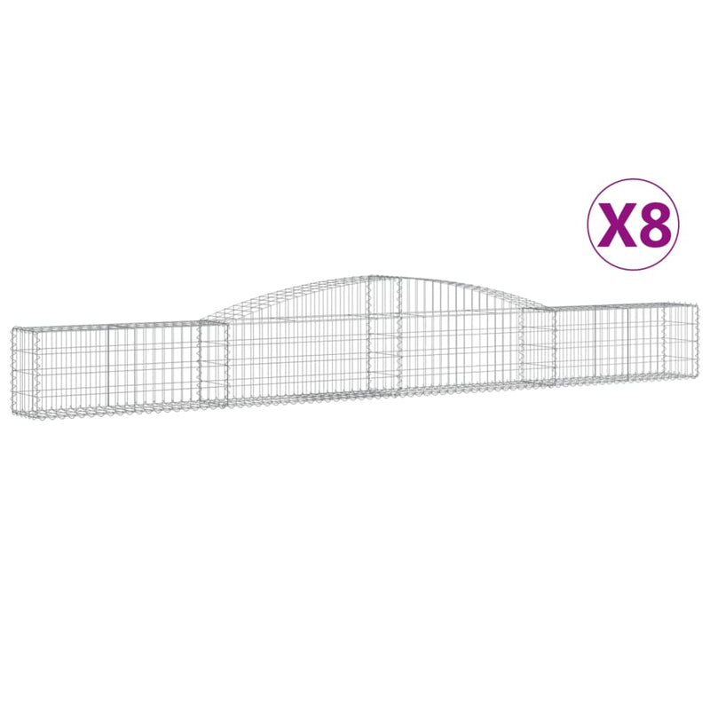 vidaXL 8 db íves horganyzott vas gabion kosár 400x30x40/60 cm