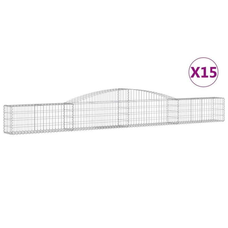 vidaXL 15 db íves horganyzott vas gabion kosár 400x30x40/60 cm