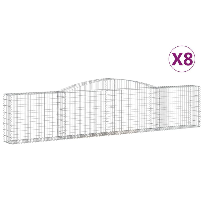 vidaXL 8 db íves horganyzott vas gabion kosár 400x30x80/100 cm