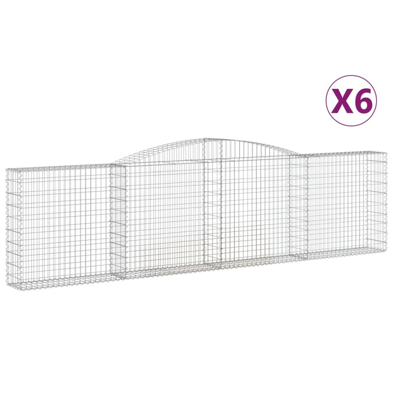 vidaXL 6 db íves horganyzott vas gabion kosár 400x30x100/120 cm