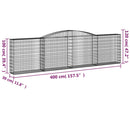 vidaXL 7 db íves horganyzott vas gabion kosár 400x30x100/120 cm